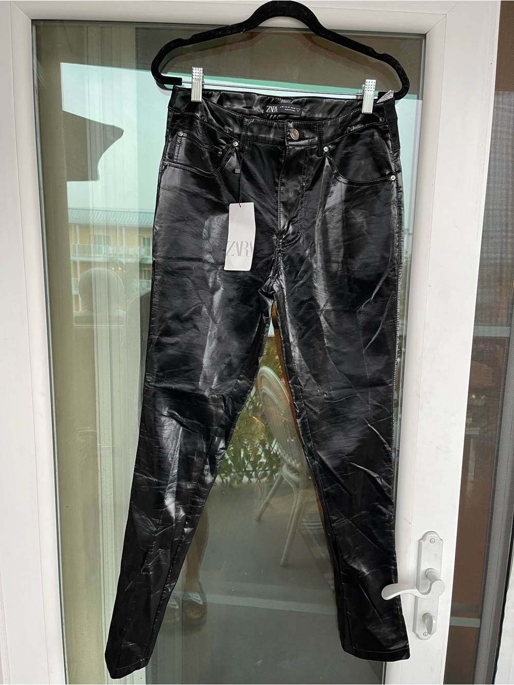 Zara Black Coated Slim Men's Pants